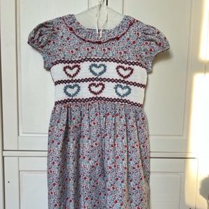 size 7 Rachel Riley smocked short-sleeve dress with sash